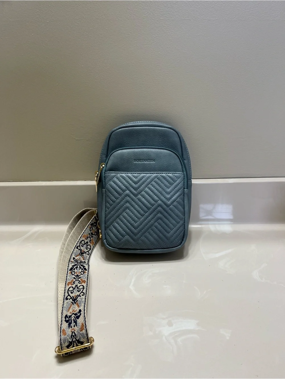 Blue Quilted Crossbody Sling Bag for Women